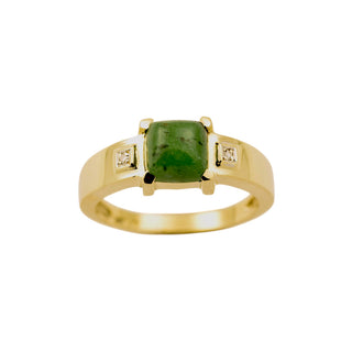 Ring aus 585 Gelb- und Weißgold mit Aventurin und Diamant, nachhaltiger second-hand Schmuck perfekt aufgearbeitet