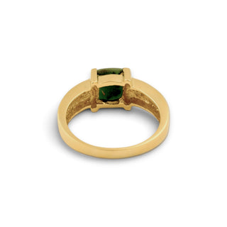 Ring aus 585 Gelb- und Weißgold mit Aventurin und Diamant, nachhaltiger second-hand Schmuck perfekt aufgearbeitet