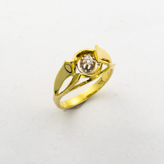 Brillantring aus 585 Gelb- und Weißgold, nachhaltiger second hand Schmuck perfekt aufgearbeitet