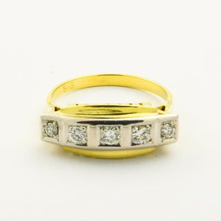Brillantring aus 585 Gelb- und Weißgold, nachhaltiger second hand Schmuck perfekt aufgearbeitet
