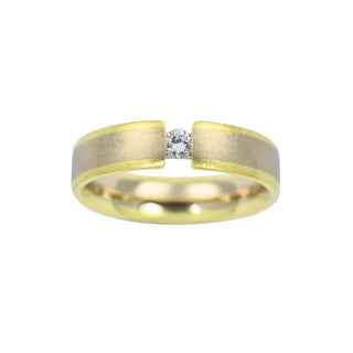 Brillantring aus 585 Gelb- und Weißgold, nachhaltiger second hand Schmuck perfekt aufgearbeitet