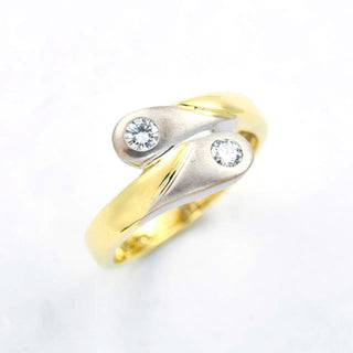 Brillantring aus 585 Gelb- und Weißgold, nachhaltiger second hand Schmuck perfekt aufgearbeitet