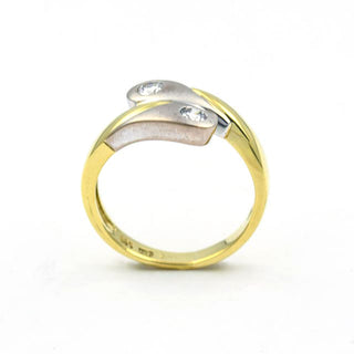Brillantring aus 585 Gelb- und Weißgold, nachhaltiger second hand Schmuck perfekt aufgearbeitet