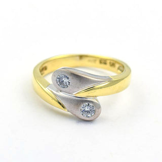 Brillantring aus 585 Gelb- und Weißgold, nachhaltiger second hand Schmuck perfekt aufgearbeitet