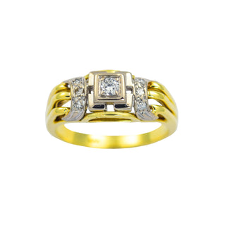 Brillantring aus 585 Gelb- und Weißgold, nachhaltiger second hand Schmuck perfekt aufgearbeitet