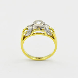Brillantring aus 585 Gelb- und Weißgold, nachhaltiger second hand Schmuck perfekt aufgearbeitet
