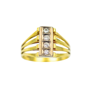 Brillantring aus 585 Gelb- und Weißgold, nachhaltiger second hand Schmuck perfekt aufgearbeitet