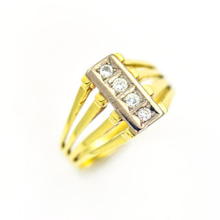 Brillantring aus 585 Gelb- und Weißgold, nachhaltiger second hand Schmuck perfekt aufgearbeitet