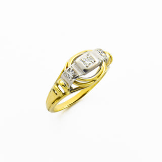 Brillantring aus 585 Gelb- und Weißgold, nachhaltiger second hand Schmuck perfekt aufgearbeitet