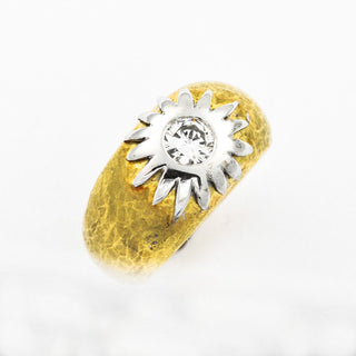 Brillantring aus 750 Gelb- und Weißgold, hochwertiger second hand Schmuck perfekt aufgearbeitet