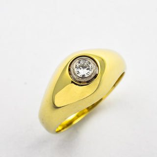 Brillantring aus 585 Gelb- und Weißgold mit Brillant, hochwertiger second hand Schmuck perfekt aufgearbeitet