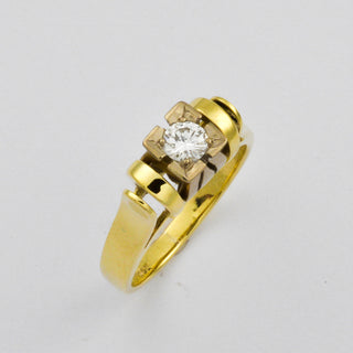 Brillantring aus 585 Gelb- und Weißgold, hochwertiger second hand Schmuck perfekt aufgearbeitet