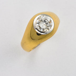Brillantring aus 750 Gelb- und Weißgold, hochwertiger second hand Schmuck perfekt aufgearbeitet