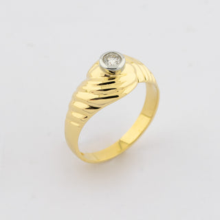 Brillantring aus 750 Gelb- und Weißgold, hochwertiger second hand Schmuck perfekt aufgearbeitet