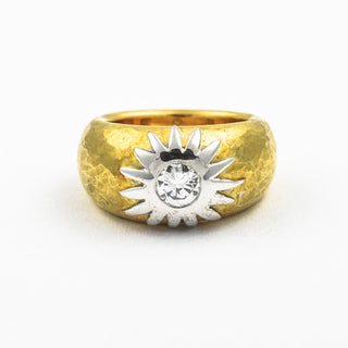 Brillantring aus 750 Gelb- und Weißgold, hochwertiger second hand Schmuck perfekt aufgearbeitet
