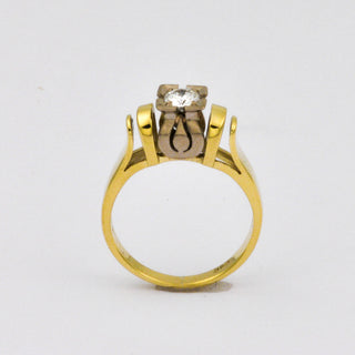 Brillantring aus 585 Gelb- und Weißgold, hochwertiger second hand Schmuck perfekt aufgearbeitet