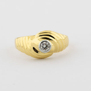 Brillantring aus 750 Gelb- und Weißgold, hochwertiger second hand Schmuck perfekt aufgearbeitet