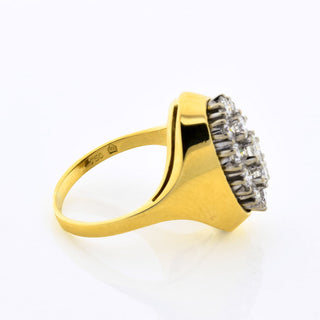 Brillantring aus 750 Gelb- und Weißgold, nachhaltiger second hand Schmuck perfekt aufgearbeitet