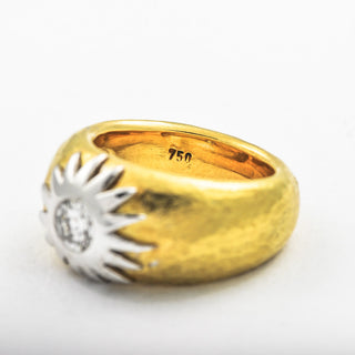 Brillantring aus 750 Gelb- und Weißgold, hochwertiger second hand Schmuck perfekt aufgearbeitet