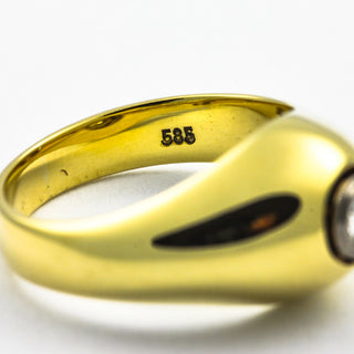 Brillantring aus 585 Gelb- und Weißgold mit Brillant, hochwertiger second hand Schmuck perfekt aufgearbeitet