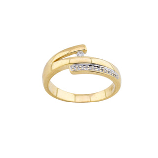 Brillantring aus 585 Gelb- und Weißgold mit Diamant, nachhaltiger second-hand Schmuck perfekt aufgearbeitet