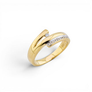 Brillantring aus 585 Gelb- und Weißgold mit Diamant, nachhaltiger second-hand Schmuck perfekt aufgearbeitet