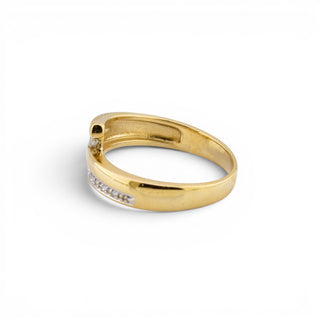Brillantring aus 585 Gelb- und Weißgold mit Diamant, nachhaltiger second-hand Schmuck perfekt aufgearbeitet