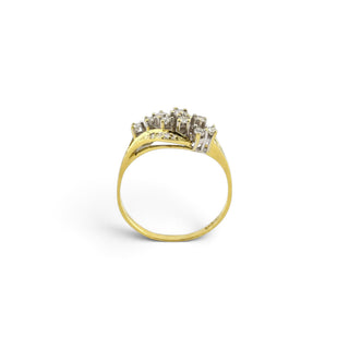 Brillantring aus 585 Gelb- und Weißgold mit Diamant, nachhaltiger second-hand Schmuck perfekt aufgearbeitet