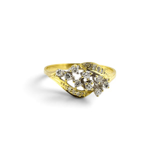 Brillantring aus 585 Gelb- und Weißgold mit Diamant, nachhaltiger second-hand Schmuck perfekt aufgearbeitet