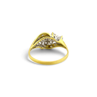 Brillantring aus 585 Gelb- und Weißgold mit Diamant, nachhaltiger second-hand Schmuck perfekt aufgearbeitet