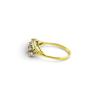 Brillantring aus 585 Gelb- und Weißgold mit Diamant, nachhaltiger second-hand Schmuck perfekt aufgearbeitet