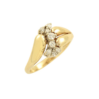 Brillantring aus 585 Gelb- und Weißgold mit Diamant, nachhaltiger second-hand Schmuck perfekt aufgearbeitet