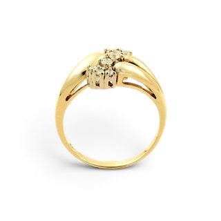 Brillantring aus 585 Gelb- und Weißgold mit Diamant, nachhaltiger second-hand Schmuck perfekt aufgearbeitet
