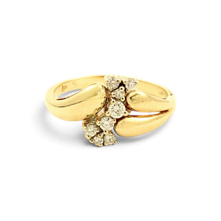 Brillantring aus 585 Gelb- und Weißgold mit Diamant, nachhaltiger second-hand Schmuck perfekt aufgearbeitet