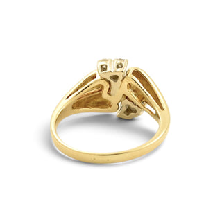 Brillantring aus 585 Gelb- und Weißgold mit Diamant, nachhaltiger second-hand Schmuck perfekt aufgearbeitet