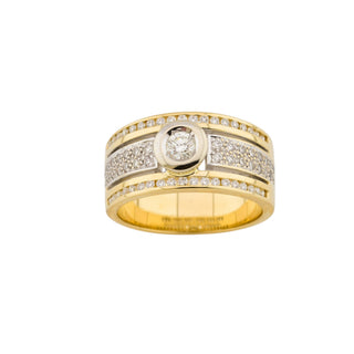 Brillantring aus 585 Gelb- und Weißgold, nachhaltiger second-hand Schmuck perfekt aufgearbeitet