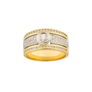 Brillantring aus 585 Gelb- und Weißgold, nachhaltiger second-hand Schmuck perfekt aufgearbeitet