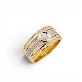 Brillantring aus 585 Gelb- und Weißgold, nachhaltiger second-hand Schmuck perfekt aufgearbeitet