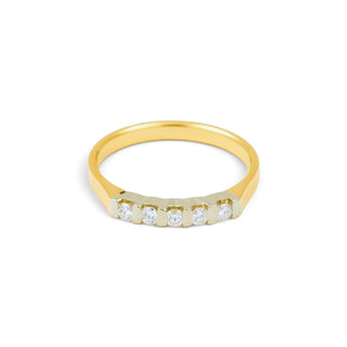Brillantring aus 750 Gelb- und Weißgold, nachhaltiger second-hand Schmuck perfekt aufgearbeitet