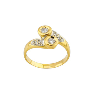 Brillantring aus 585 Gelb- und Weißgold, nachhaltiger second-hand Schmuck perfekt aufgearbeitet