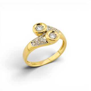Brillantring aus 585 Gelb- und Weißgold, nachhaltiger second-hand Schmuck perfekt aufgearbeitet