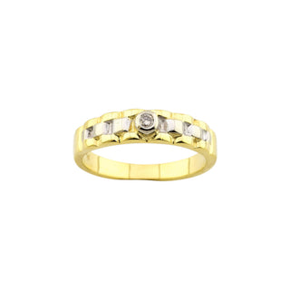 Brillantring aus 585 Gelb- und Weißgold, nachhaltiger second-hand Schmuck perfekt aufgearbeitet
