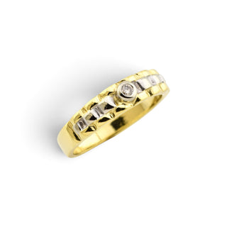 Brillantring aus 585 Gelb- und Weißgold, nachhaltiger second-hand Schmuck perfekt aufgearbeitet