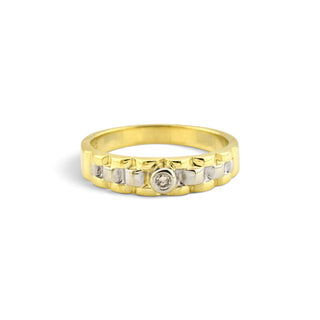 Brillantring aus 585 Gelb- und Weißgold, nachhaltiger second-hand Schmuck perfekt aufgearbeitet
