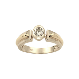 Brillantring aus 750 Gelb- und Weißgold, nachhaltiger second-hand Schmuck perfekt aufgearbeitet