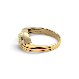 Brillantring aus 750 Gelb- und Weißgold, nachhaltiger second-hand Schmuck perfekt aufgearbeitet