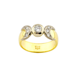 Brillantring aus 585 Gelb- und Weißgold, nachhaltiger second-hand Schmuck perfekt aufgearbeitet