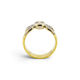 Brillantring aus 585 Gelb- und Weißgold, nachhaltiger second-hand Schmuck perfekt aufgearbeitet