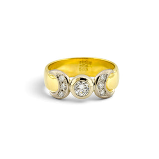 Brillantring aus 585 Gelb- und Weißgold, nachhaltiger second-hand Schmuck perfekt aufgearbeitet