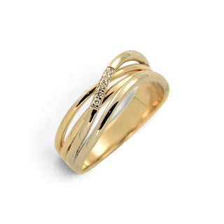 Brillantring aus 585 Gelb- und Weißgold, nachhaltiger second-hand Schmuck perfekt aufgearbeitet